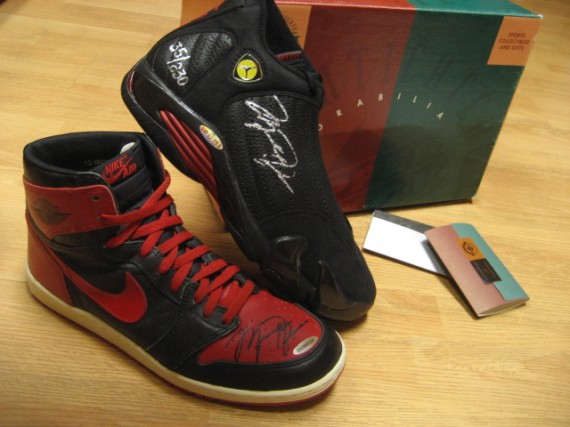 autograped-air-jordan-1-XIV-00 Michael Jordan Autographed Air Jordan 1 & Air Jordan XIV