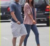 Mark Wahlberg and wife jaywalking in Beverly Hills