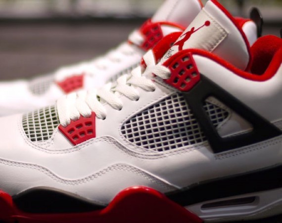 Air Jordan 4: White   Varsity Red   Black