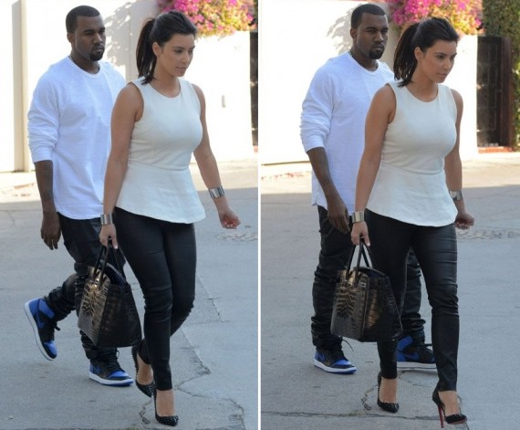 kanye-west-kim-kardashian-air-jordan-1-black-royal Kanye West Wears Air Jordan 1 Black/Royal
