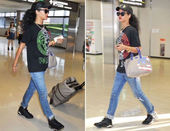 Rihanna Wears Air Jordan VII Golden Moments