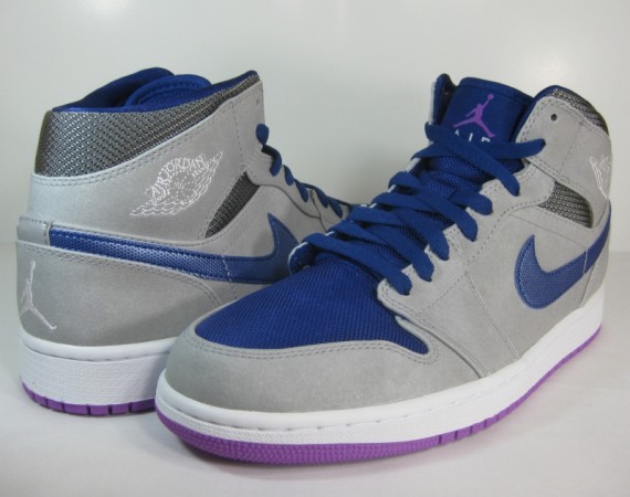 Air Jordan 1 Mid: Matte Silver – Laser Purple – Deep Royal Blue Air Jordan 1 Mid: Matte Silver – Laser Purple – Deep Royal Blue