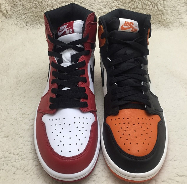 orange and black jordan 1 shattered backboard