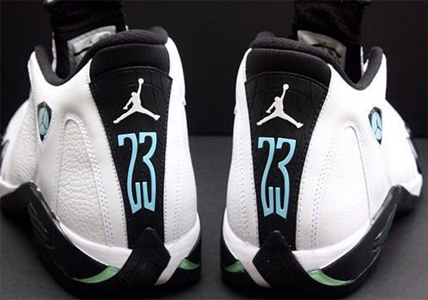 air jordan 14 white black oxidized green
